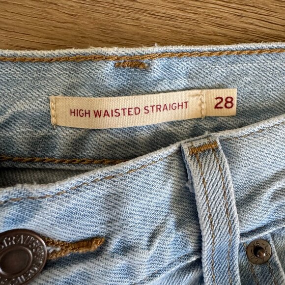 Levis High Waisted Straight Jeans 28 Light Wash Cotton - Picture 2 of 6